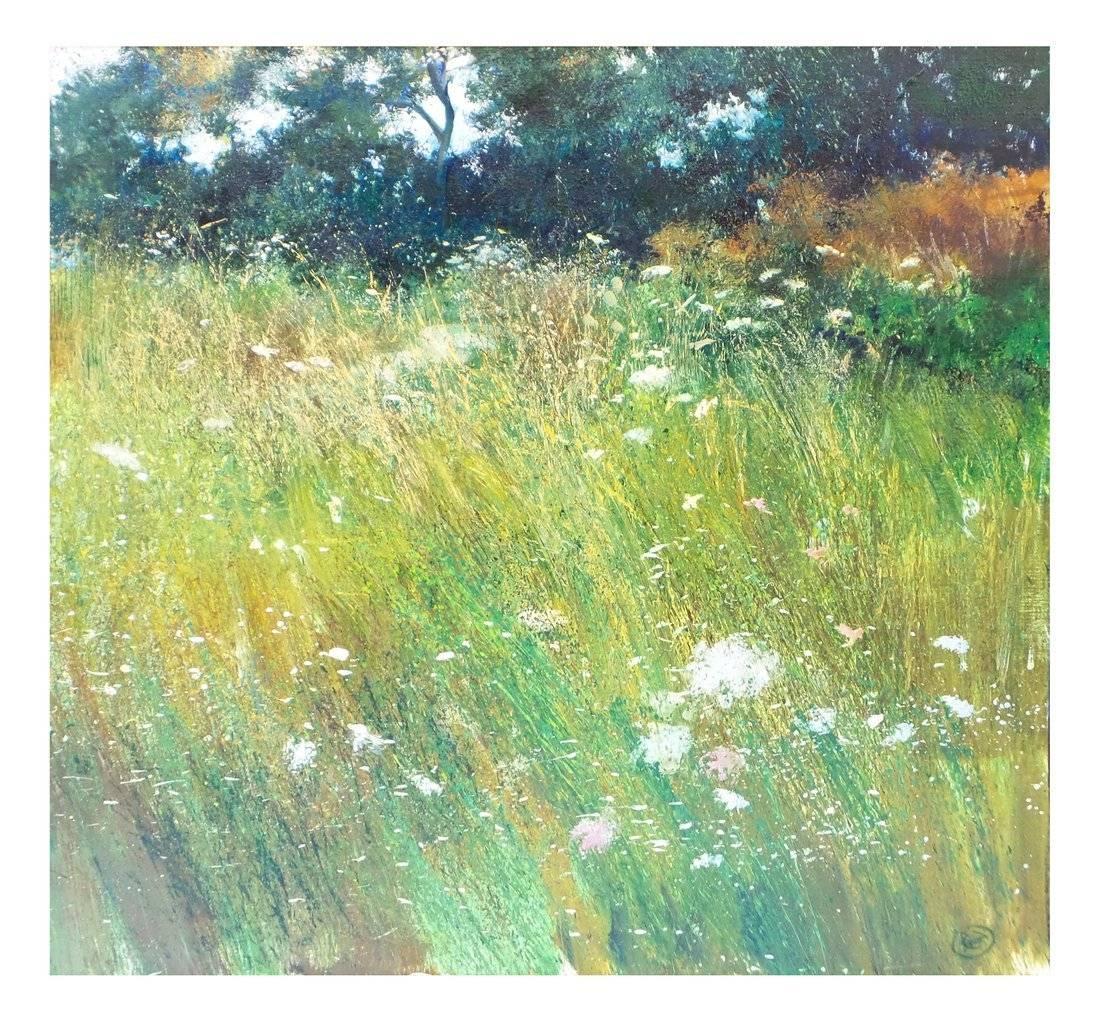 Joaquin Torrents Llado Landscape Painting - Hierba,  20th century Wild grass and flowers in an Impressionist landscape