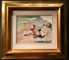 Spanish Beach Scene with Children Playing