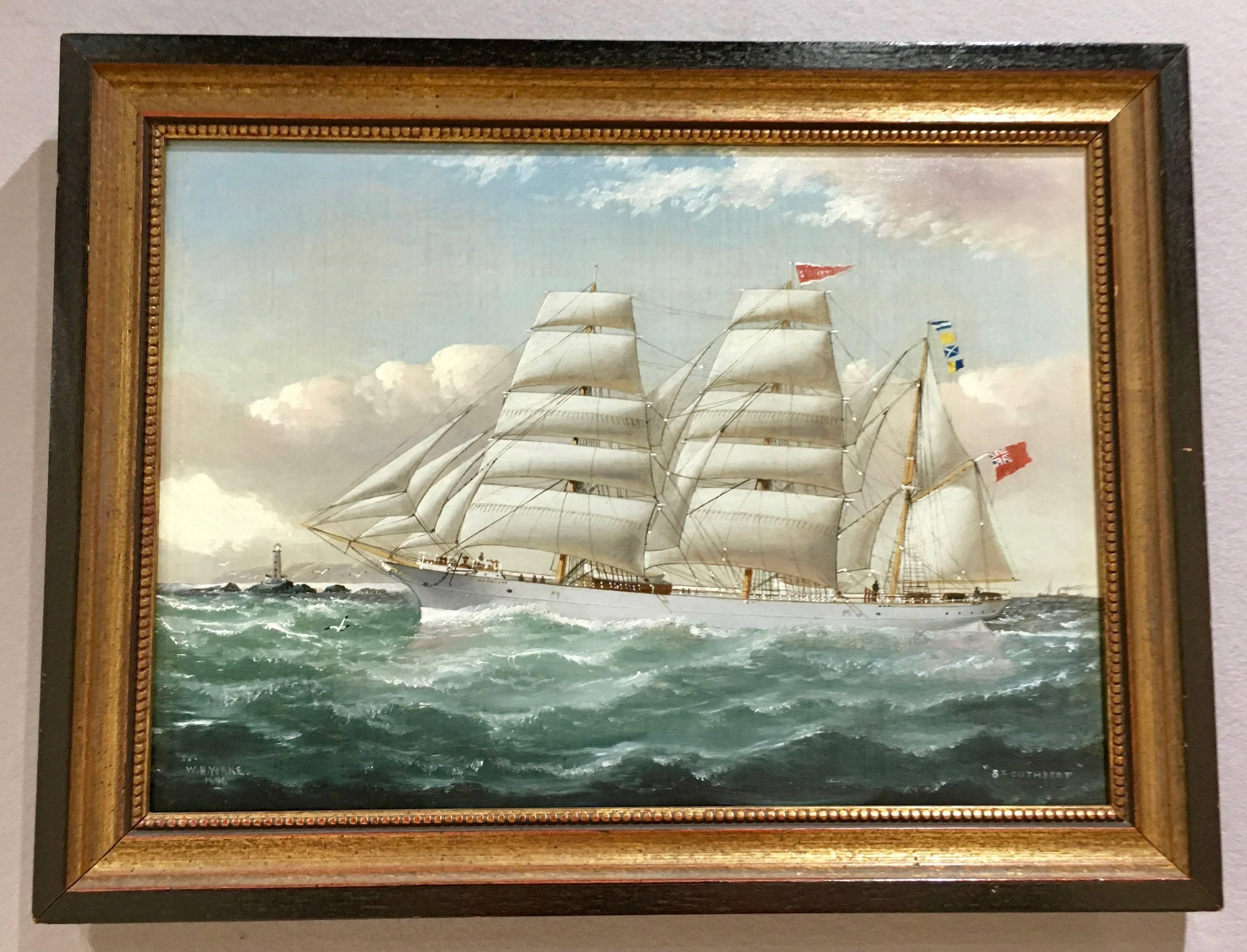 William Howard Yorke Figurative Painting - St Cuthbert , An English merchant ship off the Coast of England