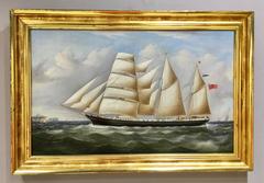 richard barnett artist English Merchant ship off the coast of England at full sail.