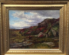 A British Victorian 19th century landscape with heather in a moorland setting