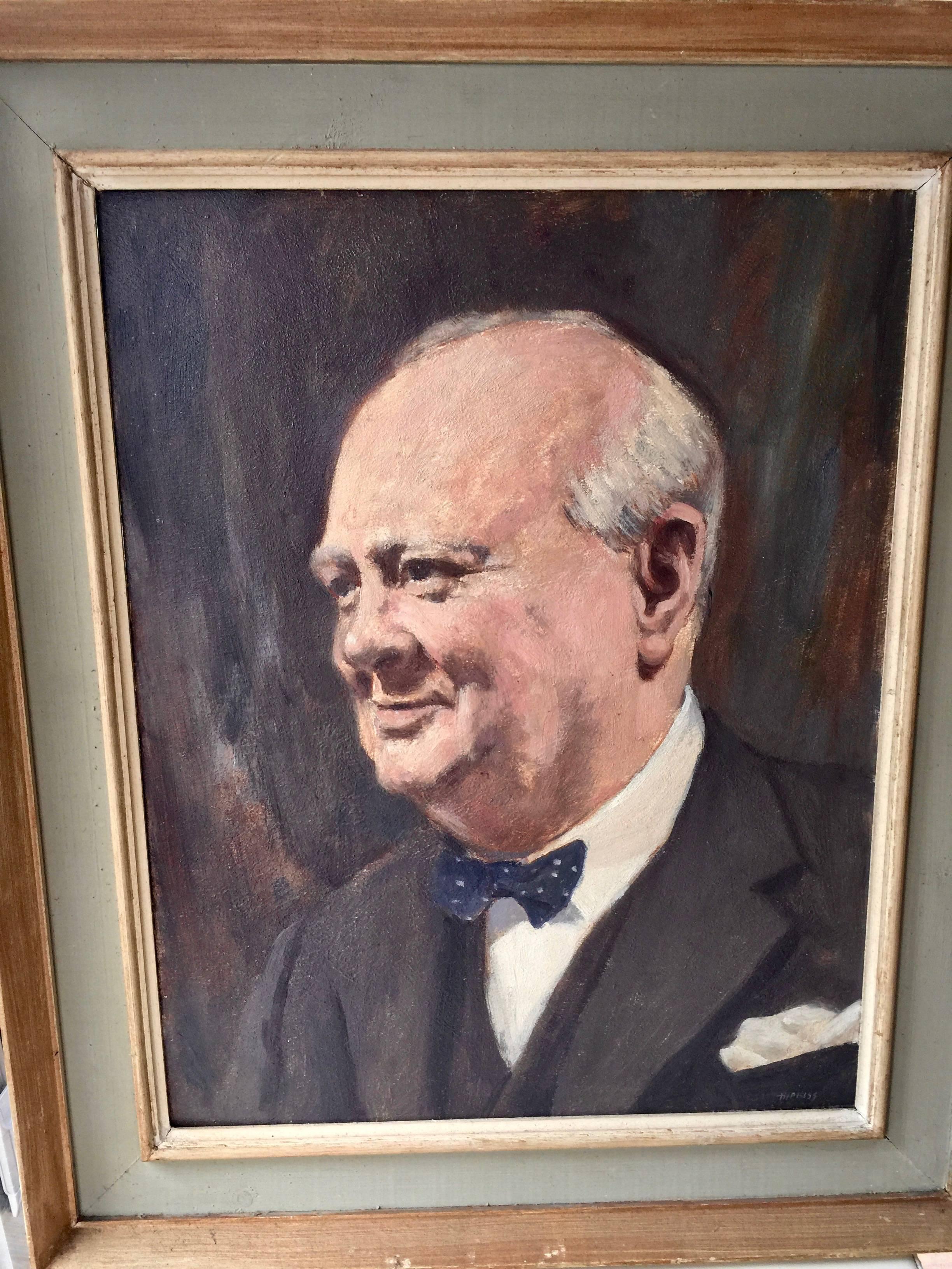 Paul Hipkiss Portrait Painting - Portrait of Sir Winston Churchill