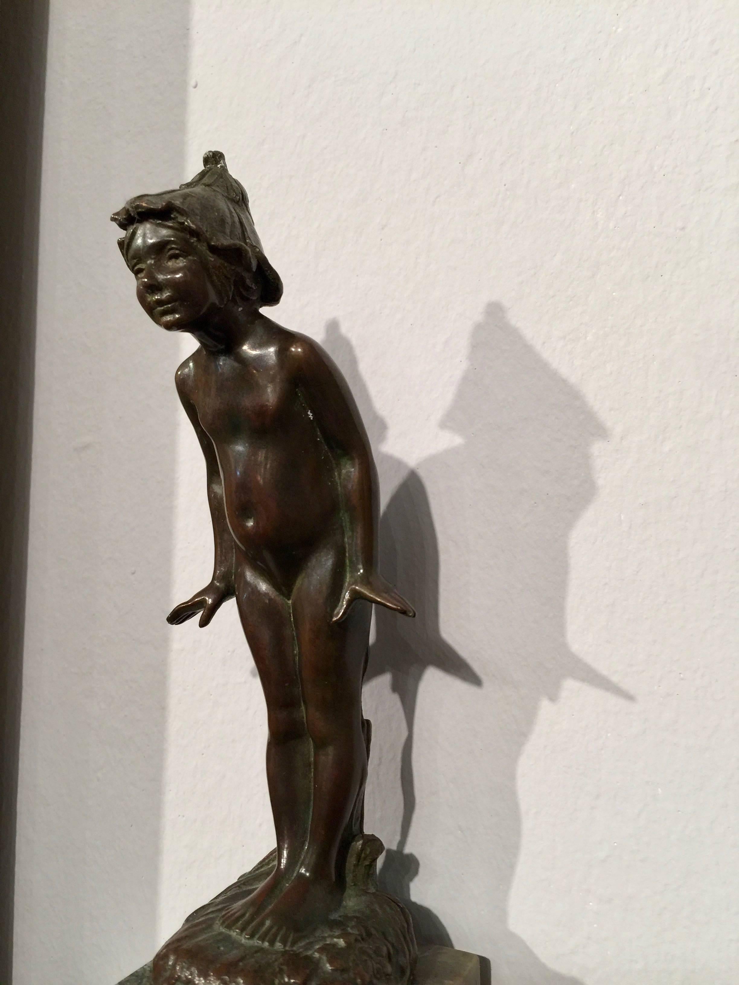 Edward Berge Figurative Sculpture - American Bronze sculpture' Wildflower' or small Nymph figure