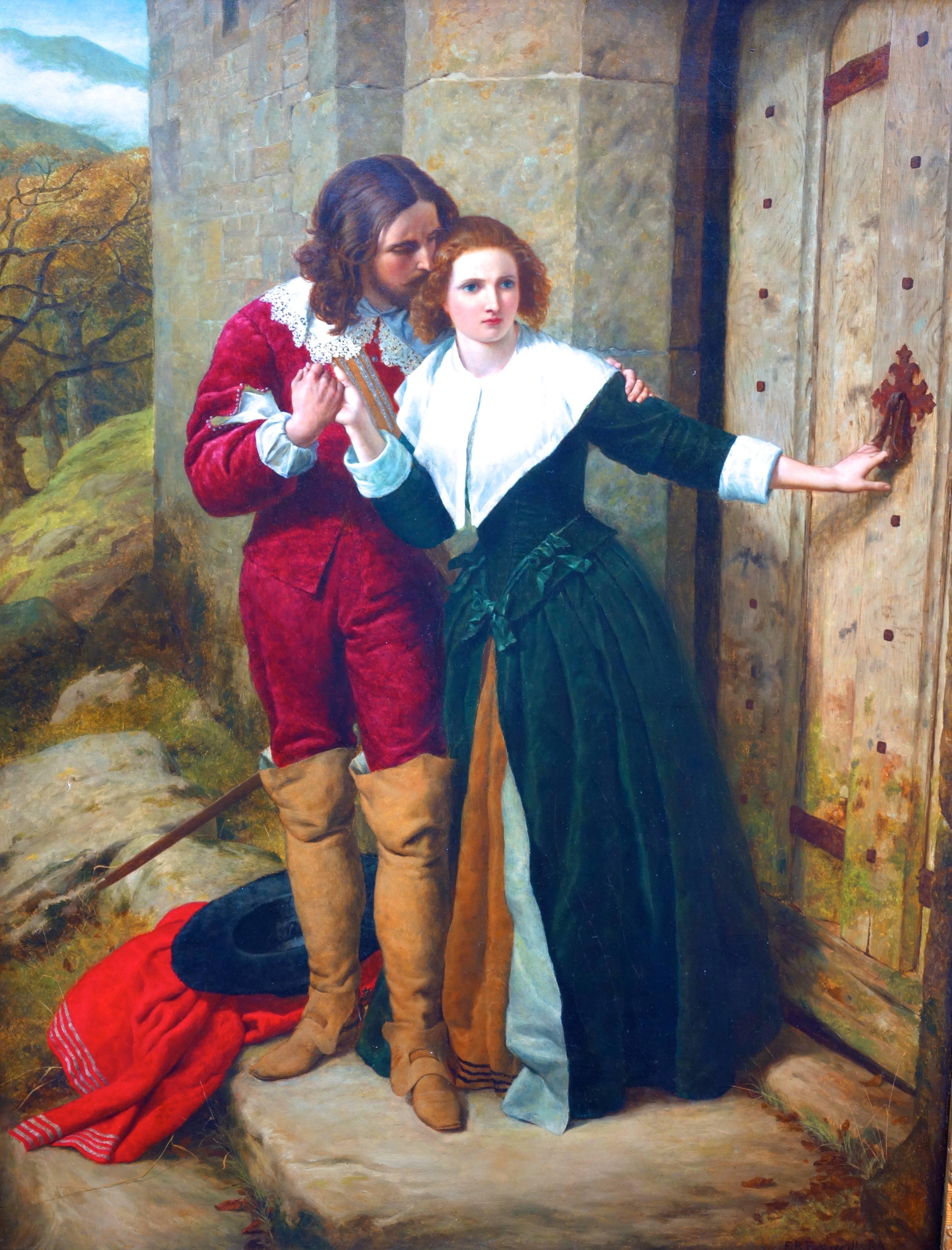 Henry William Pickersgill Interior Painting - English Victorian scene of Romeo and Juliet in Cavalier costume