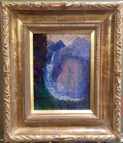 Karl Walch - Impressionist waterfall scene, in pastel blues, pinks and greens Impressionist waterfall scene, in pastel blues, pinks and greens