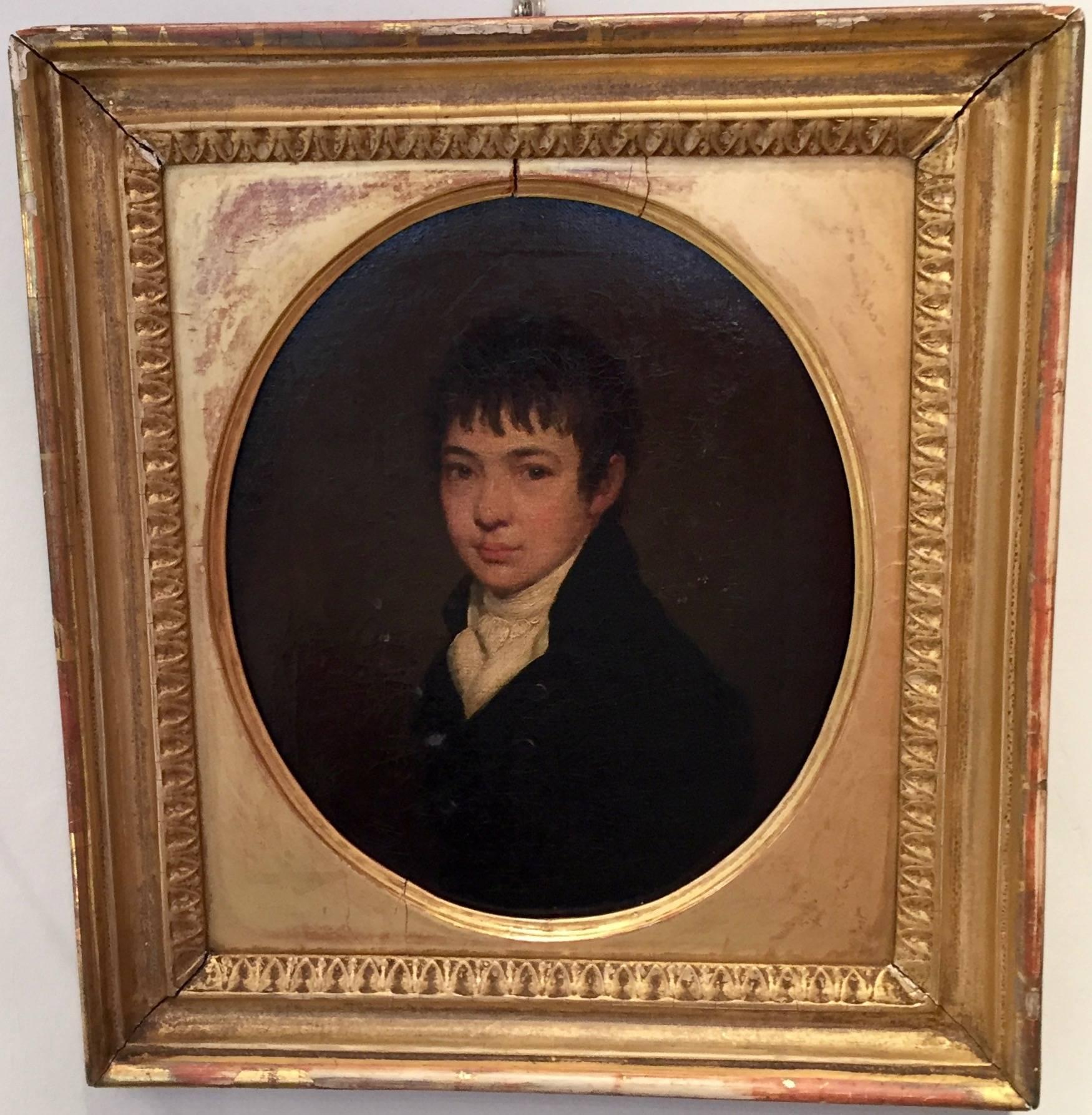 William Owen Portrait Painting - Oval Portrait of a young English boy 