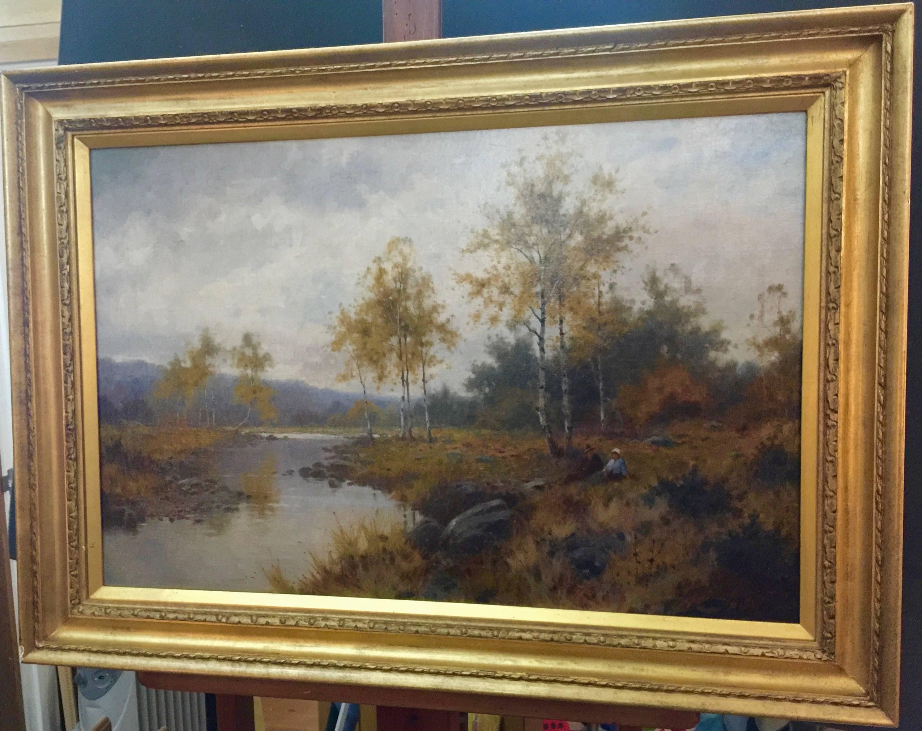 Joseph Paulman Landscape Painting - Extensive English River Landscape