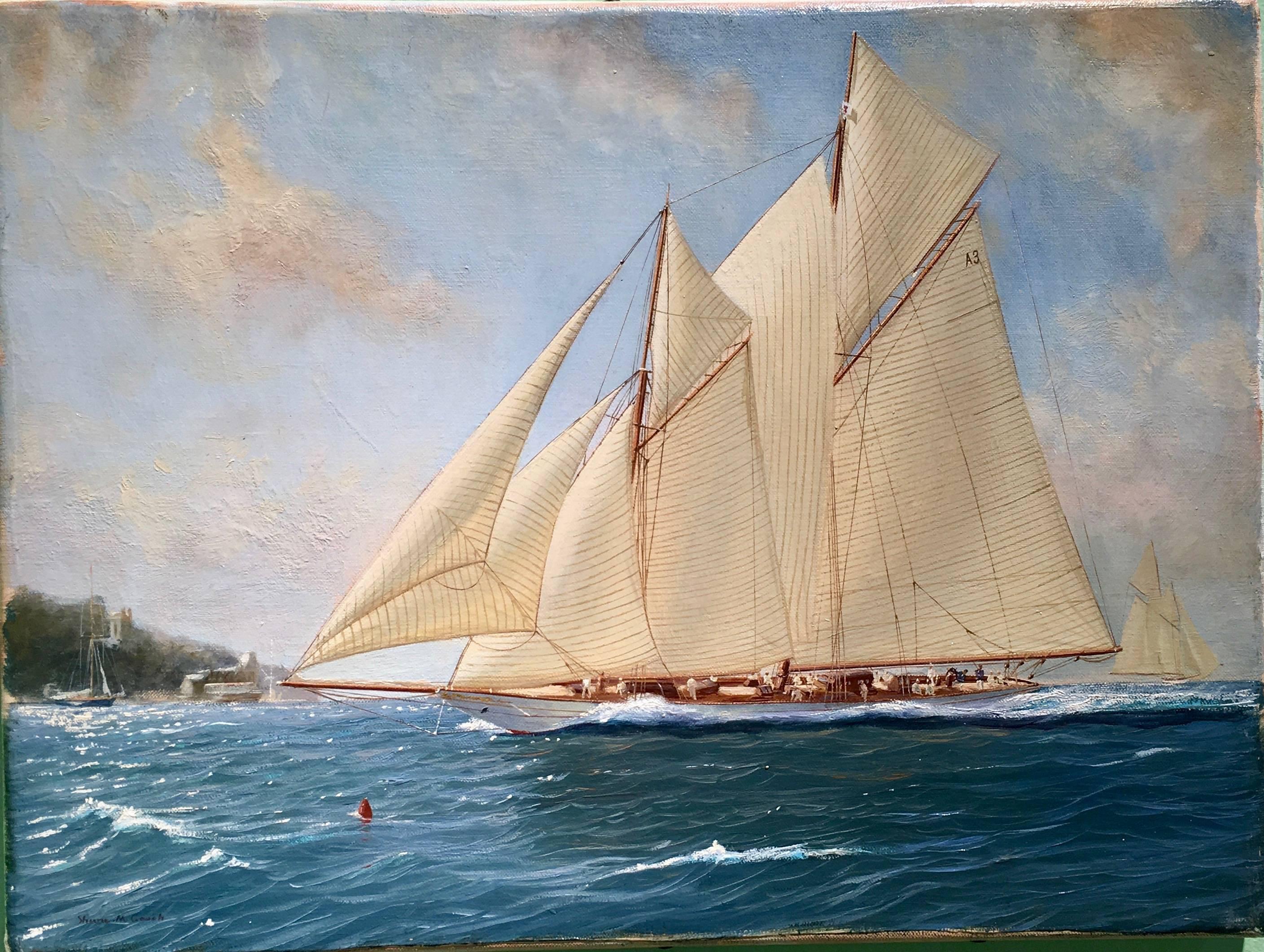 Shane Michael Couch Landscape Painting - English Yachting scene, off of Cowes