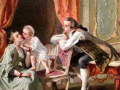 Mère, bébé et père dans un vaste intérieur