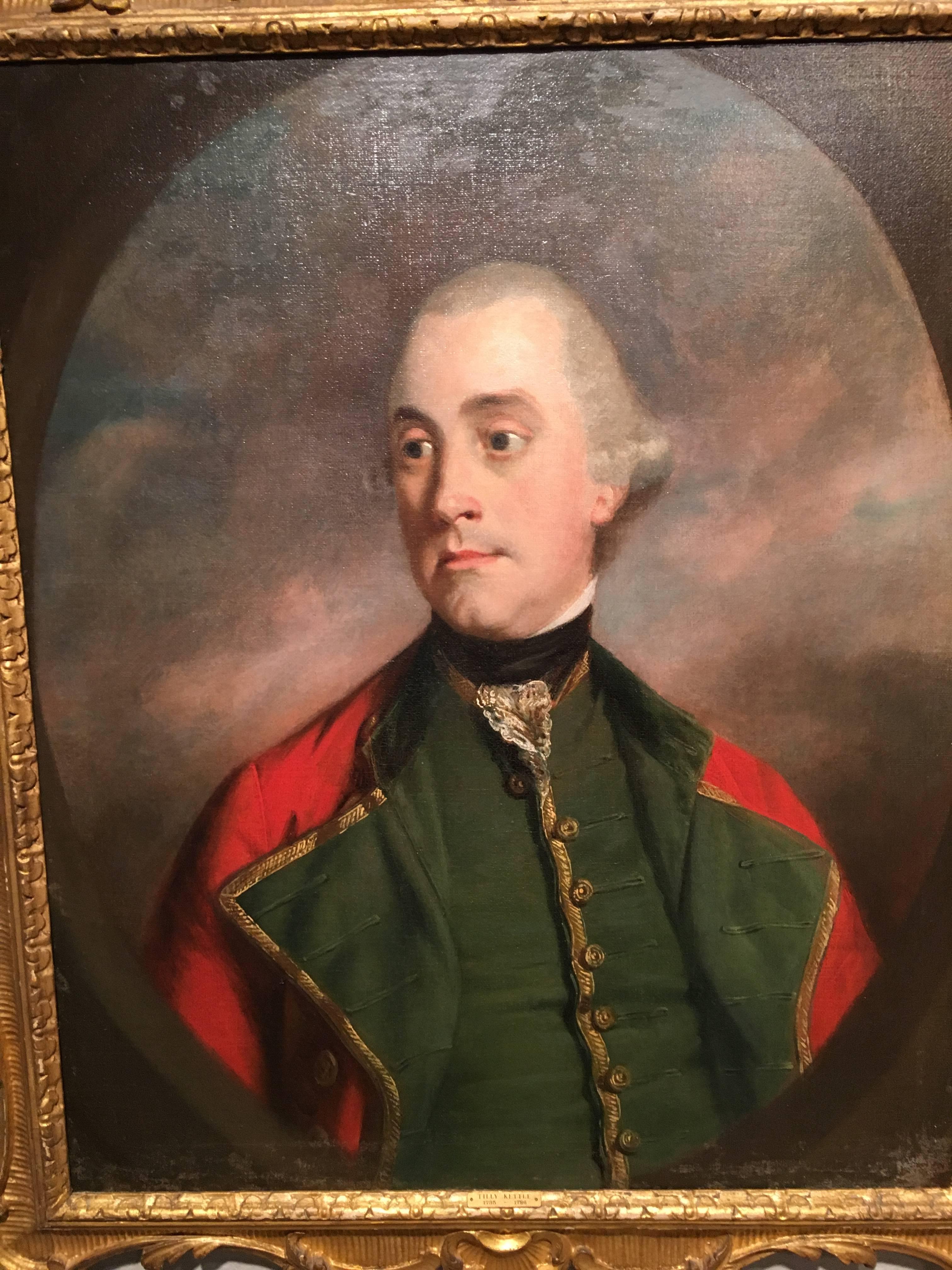 English 18th century Portrait of a Dorset Yeomanry Officer in Military uniform - Painting by Thomas Beach