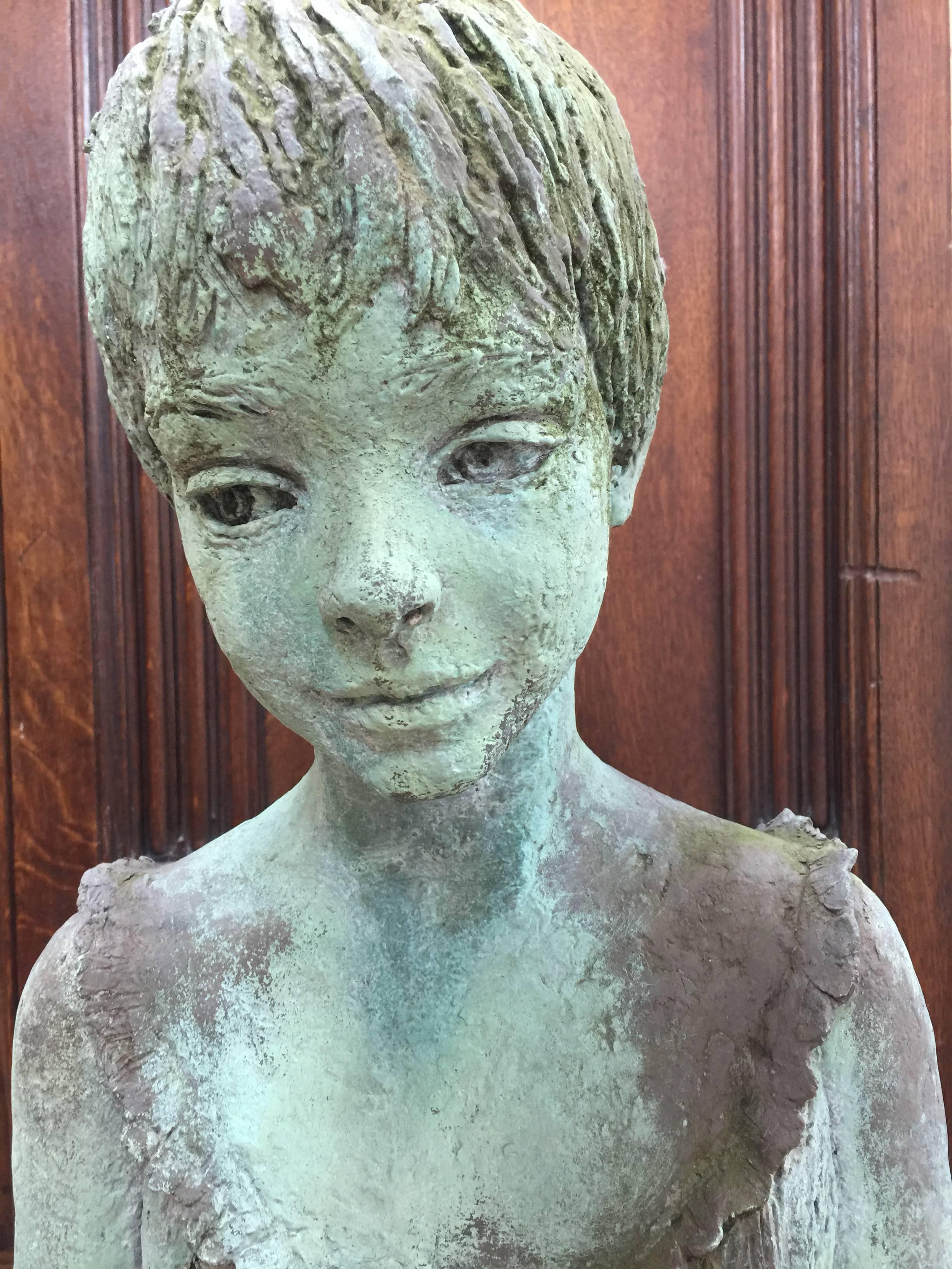 English Bronze Resin figure titled 'Eefa', who was a young Irish Girl  - Sculpture by Marion Smith