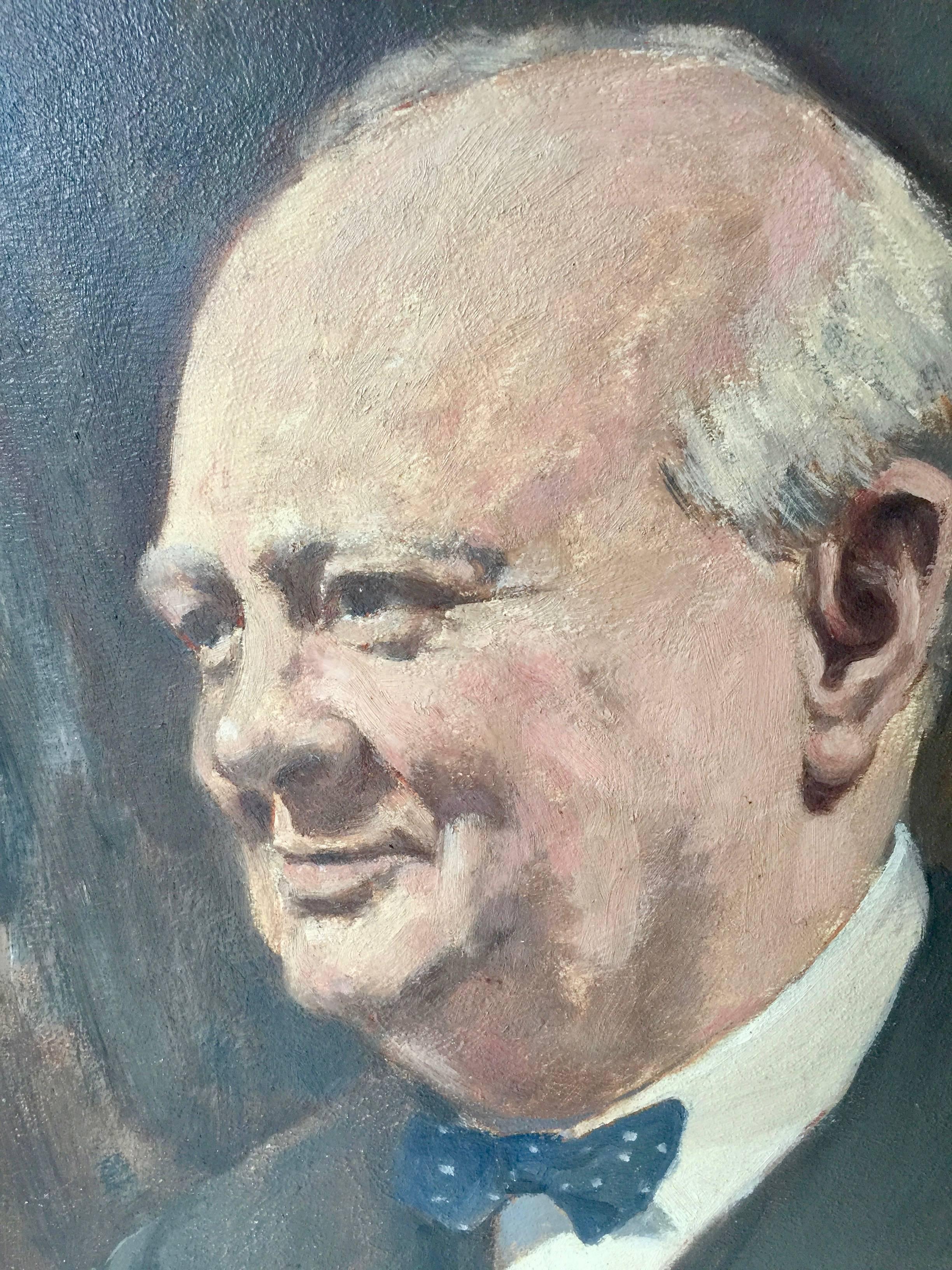 Portrait of Sir Winston Churchill - Painting by Paul Hipkiss