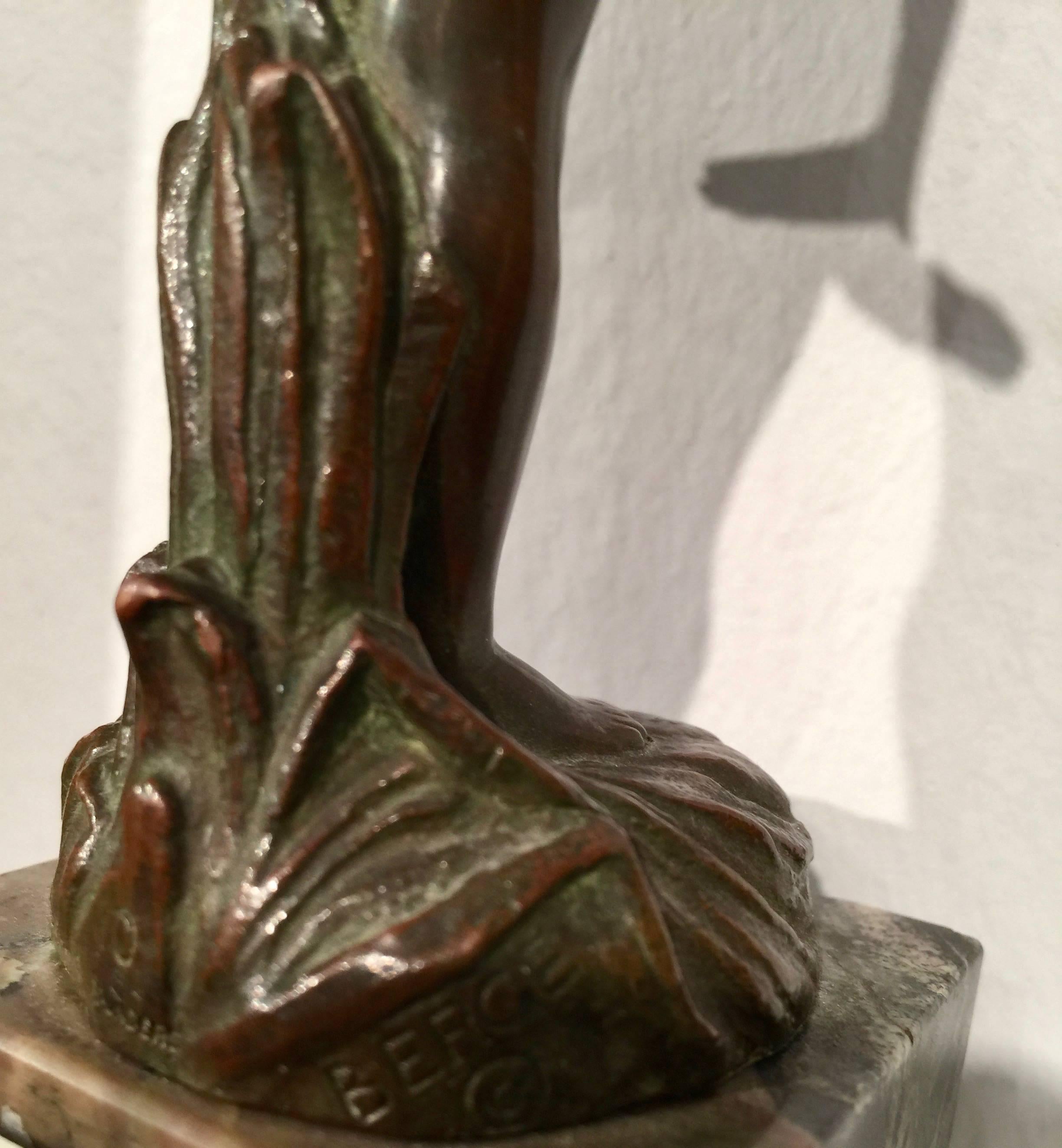 American Bronze sculpture' Wildflower' or small Nymph figure - Sculpture by Edward Berge