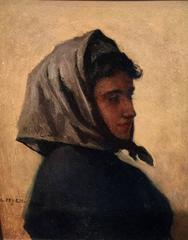 Oil Sketch of a French Breton Woman in a head scarf