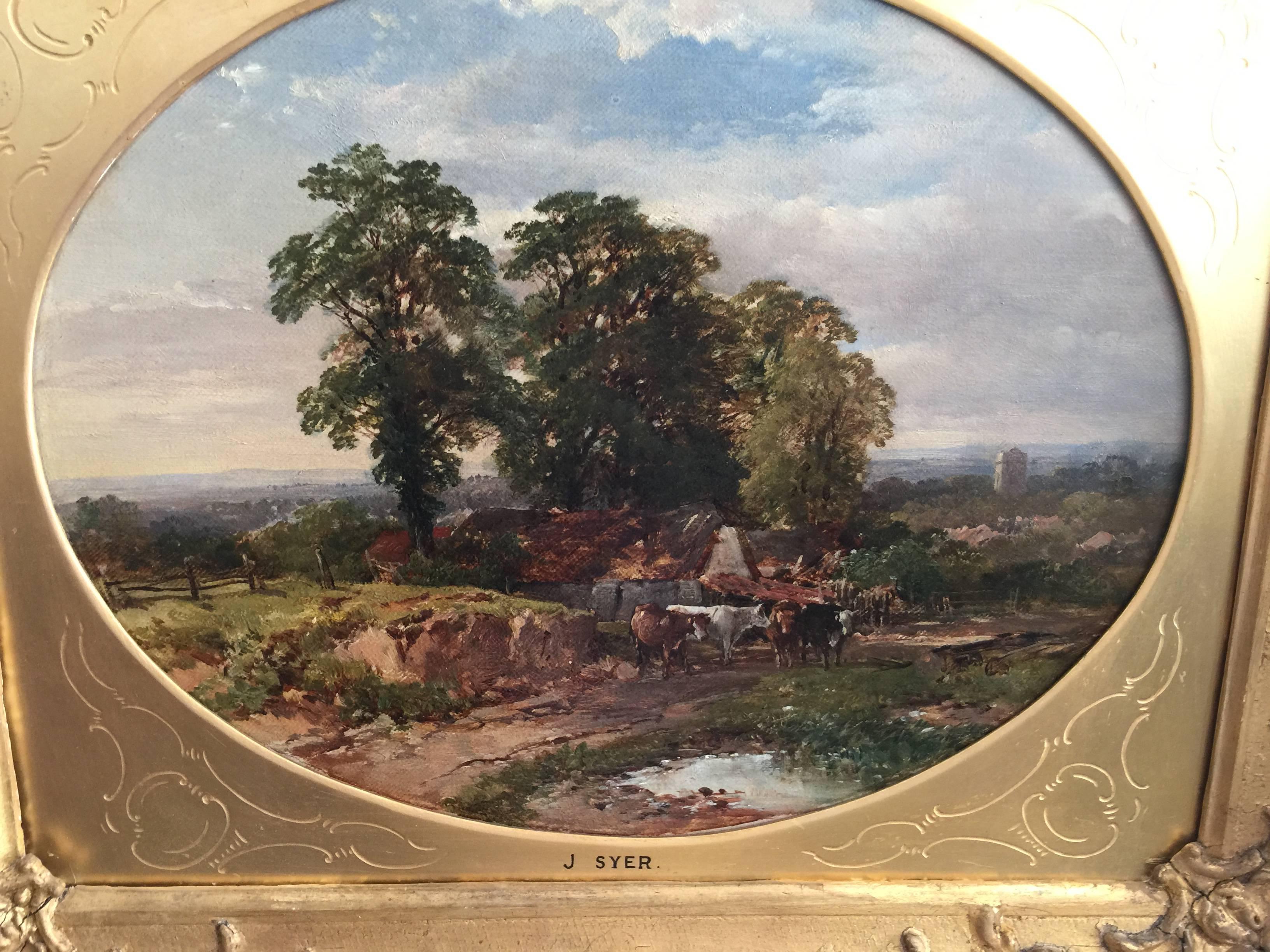 Extensive English Rural Victorian Cottage landscape - Painting by John Syer