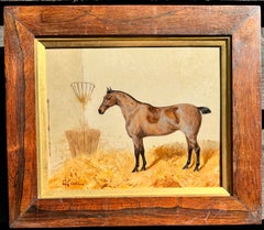19th century English Portrait of a Bay Horse in a Stable, called Penny Wren