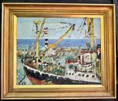 Impressionist Ships at sea, mid century, Near the Port of Beirut