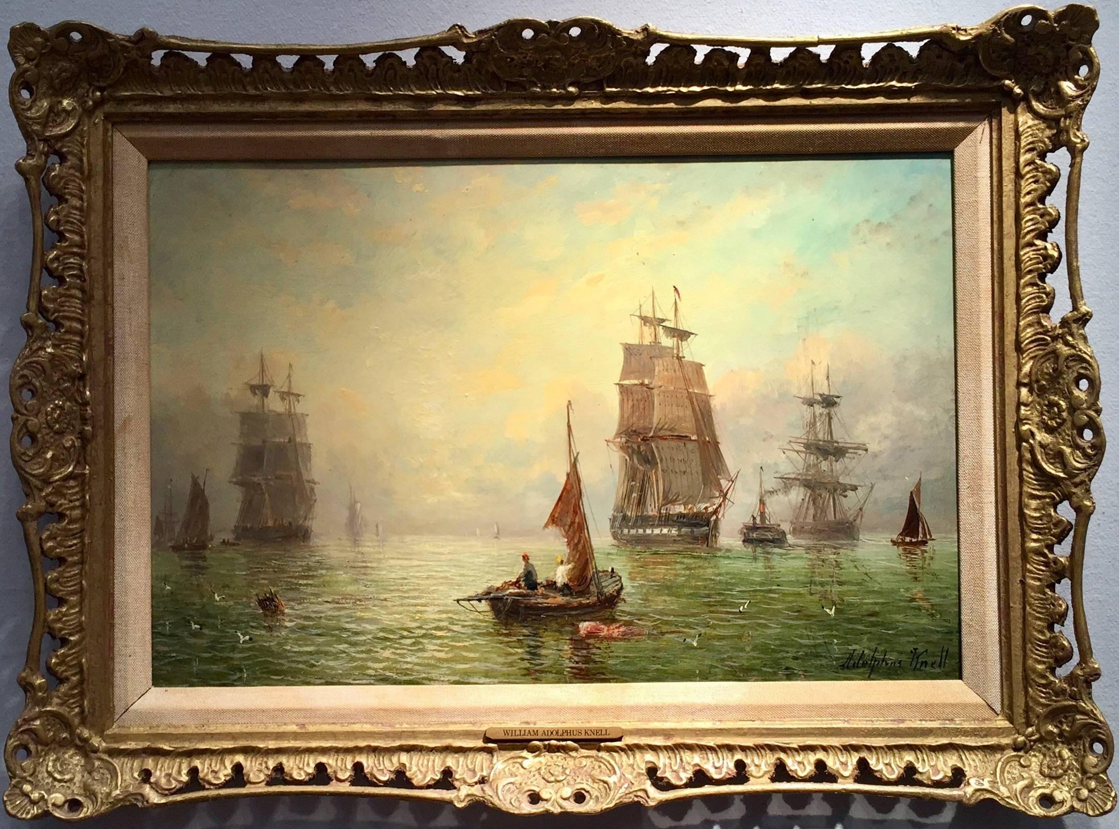 Adolphus Knell Landscape Painting - Impressionist English marine scene