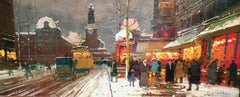 Winter Street Scene in Paris, France