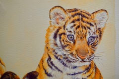 Two Tiger Cubs, seated on the ground.