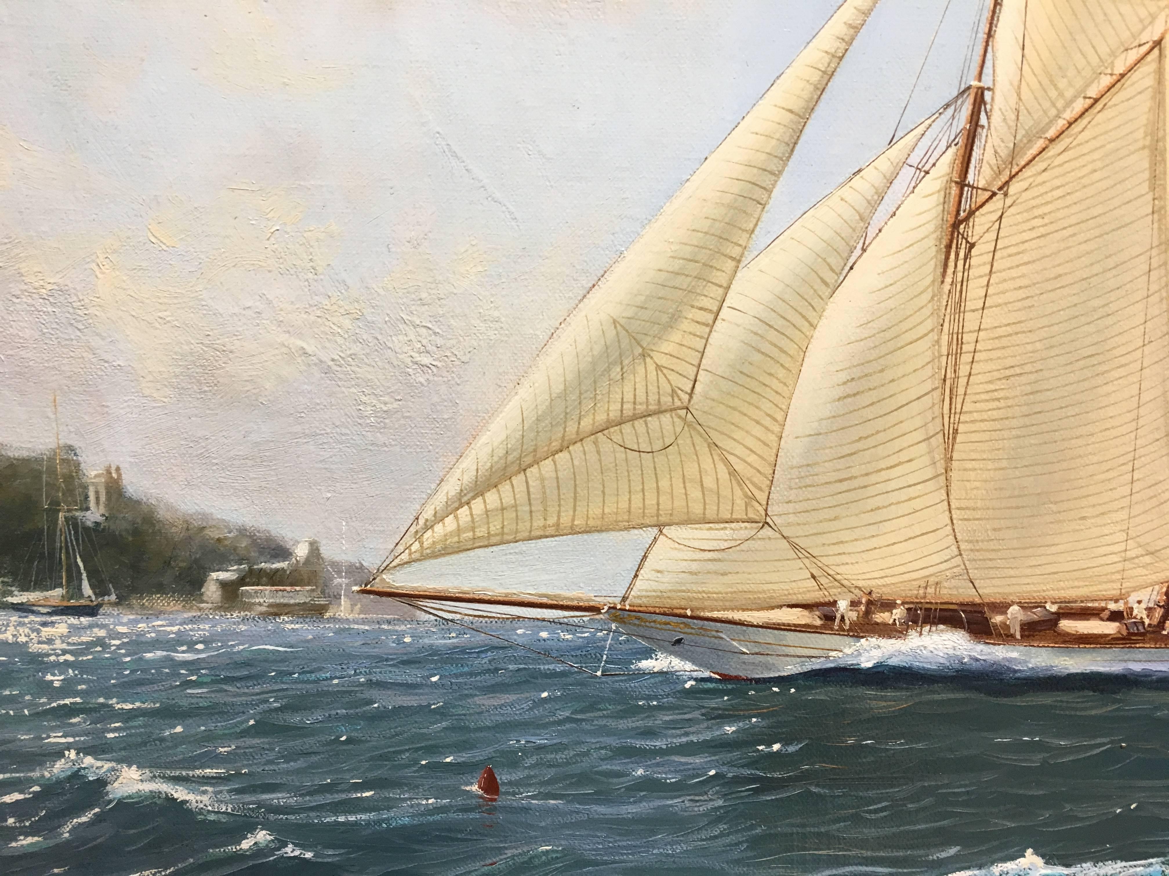 English Yachting scene, off of Cowes - Painting by Shane Michael Couch