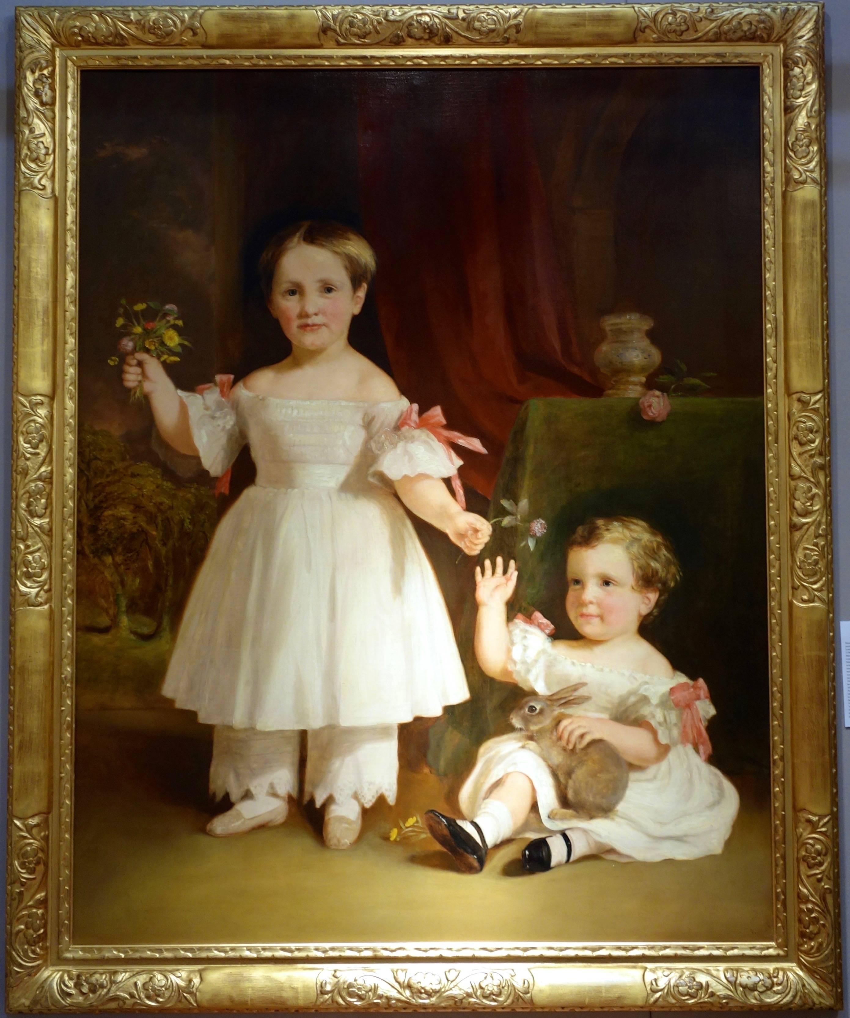 Henry Barraud Portrait Painting - Portrait of two English Sisters