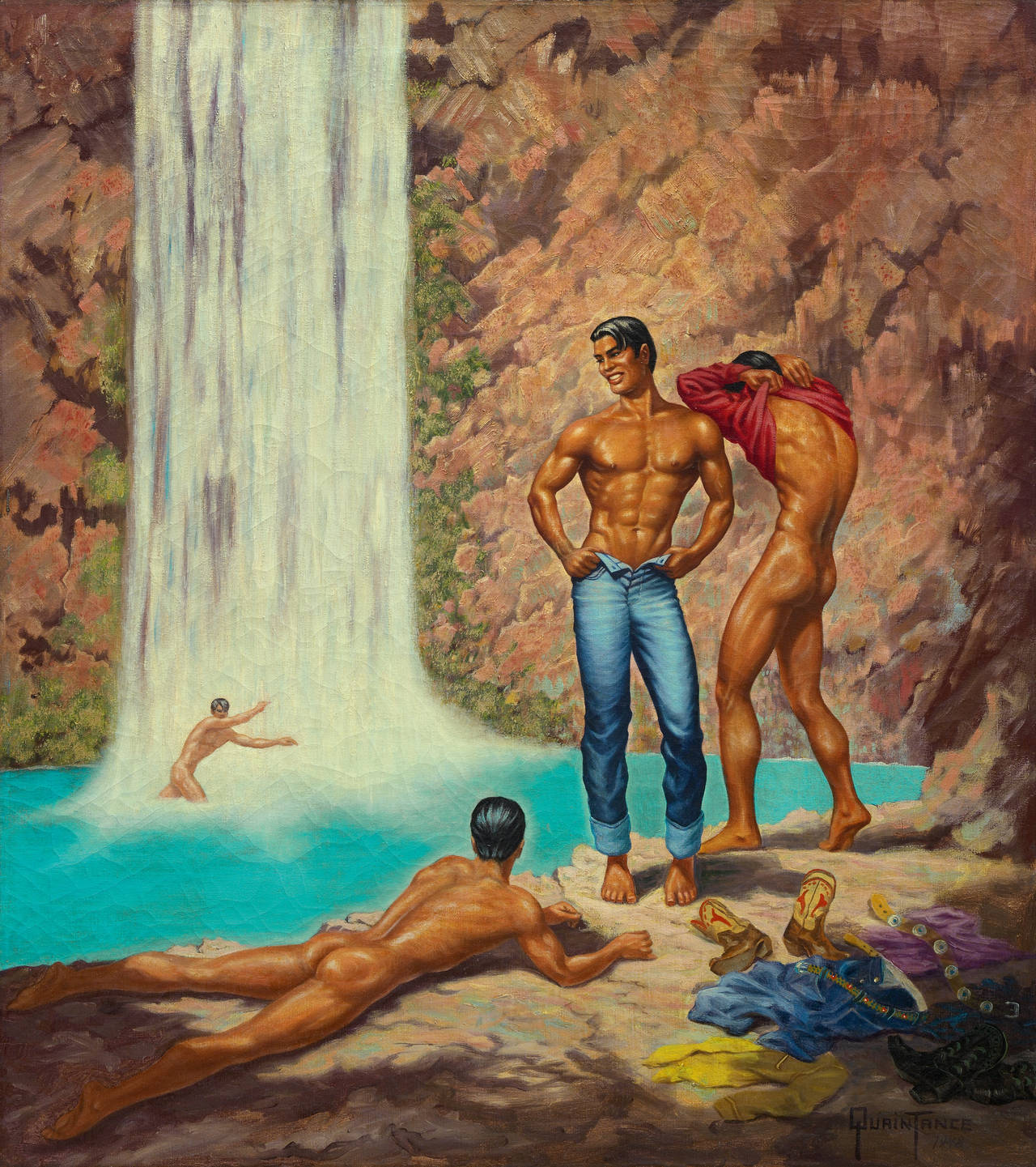 George Quaintance Figurative Painting - Havasu Creek