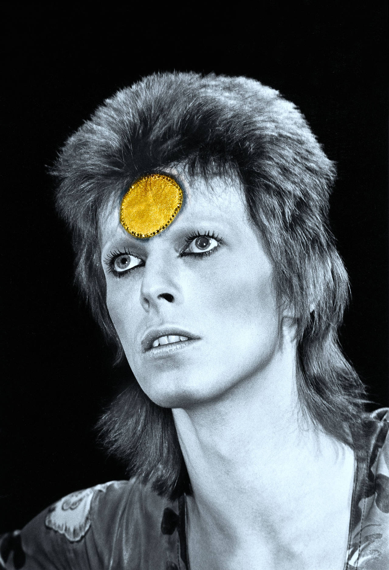 Mick Rock Portrait Photograph - Bowie, Gold Spot