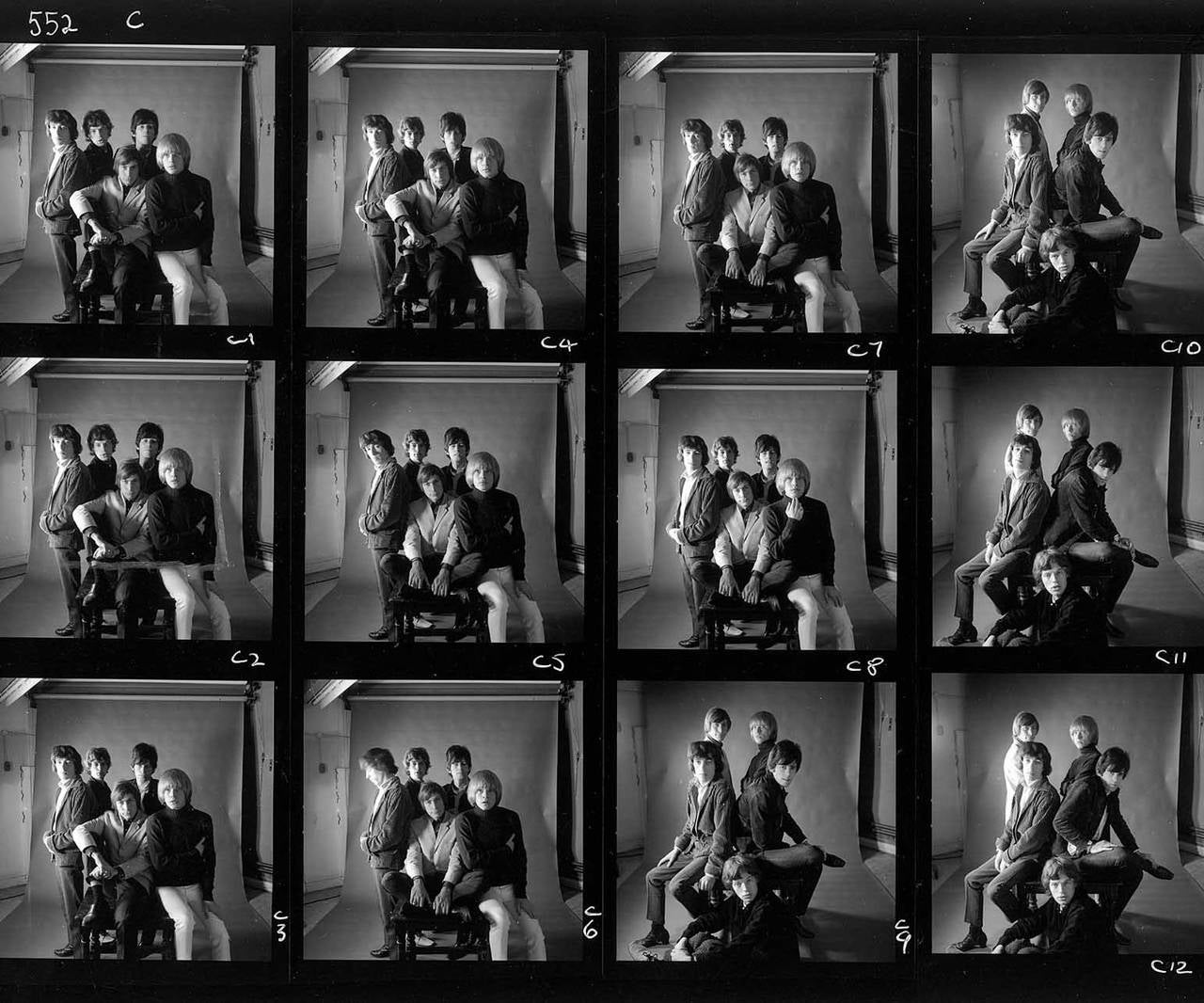 Gered Mankowitz Portrait Photograph - The Rolling Stones - Mason's Yard Contact Sheet