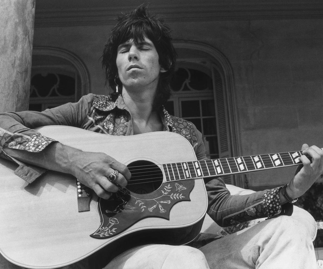 Dominique Tarle Portrait Photograph - Keith Richards, Closed Eyes, Black & White Photography, Fine Art Print, Signed