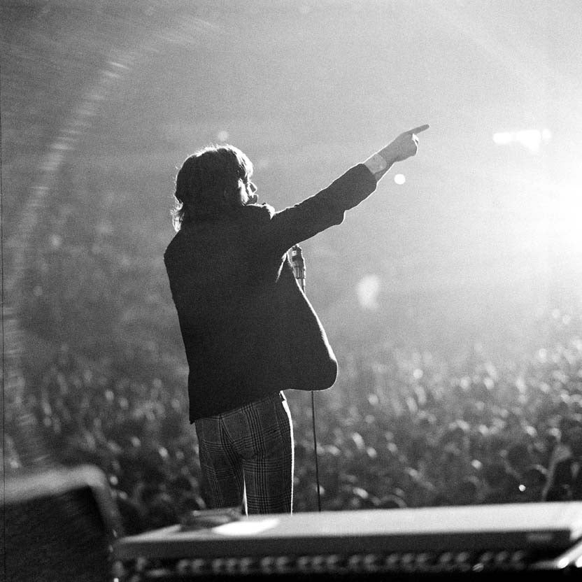 Gered Mankowitz Black and White Photograph - Mick Jagger Points, Black & White Photography, Fine Art Print, Signed
