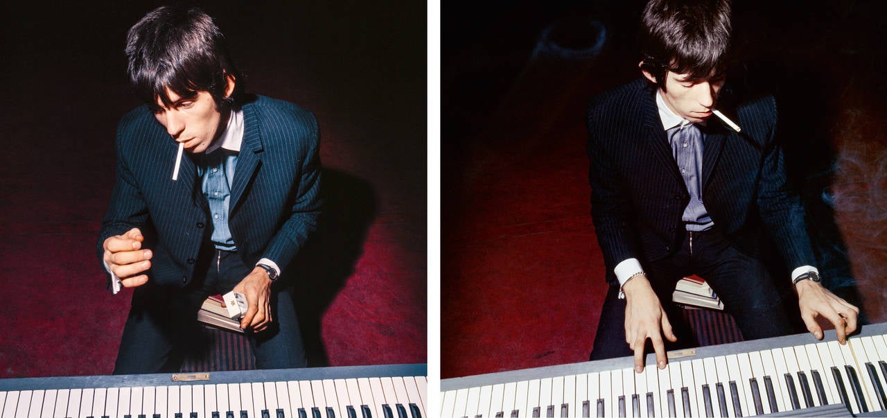 Bent Rej Portrait Photograph - Keith Playing the Piano II, Keith Richards Backstage, Copenhagen, Fine Art Print