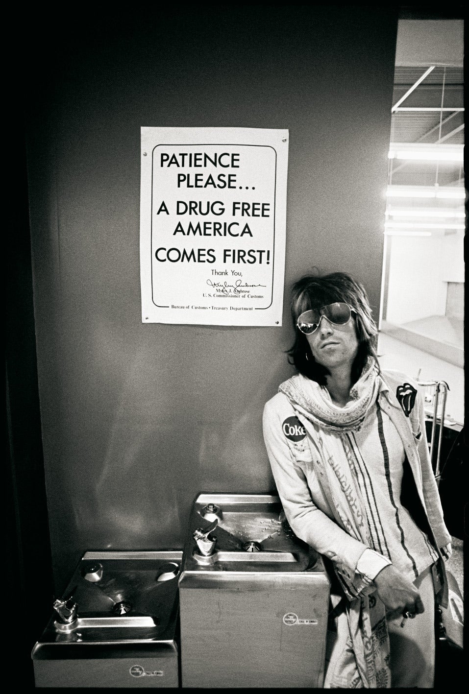Ethan Russell Portrait Photograph - Keith Richards "Patience Please" 1972 Rolling Stones, Black & White Print
