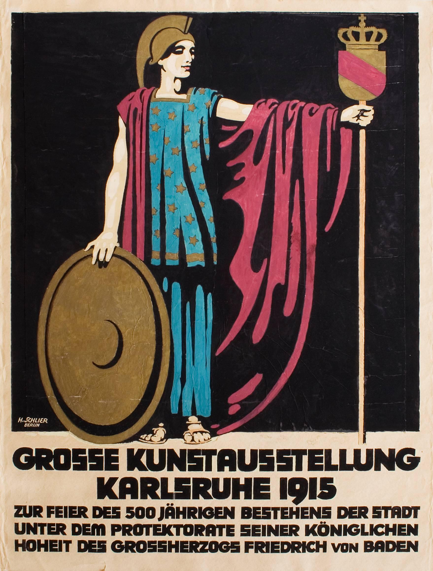 Hans Schlier Figurative Art - Plakatentwurf zur großen Kunstausstellung Karlsruhe 1915 (Poster design)