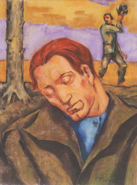 Mensch in der Landschaft (Person in Landscape) - Mixed Media Art by Aloys Wach