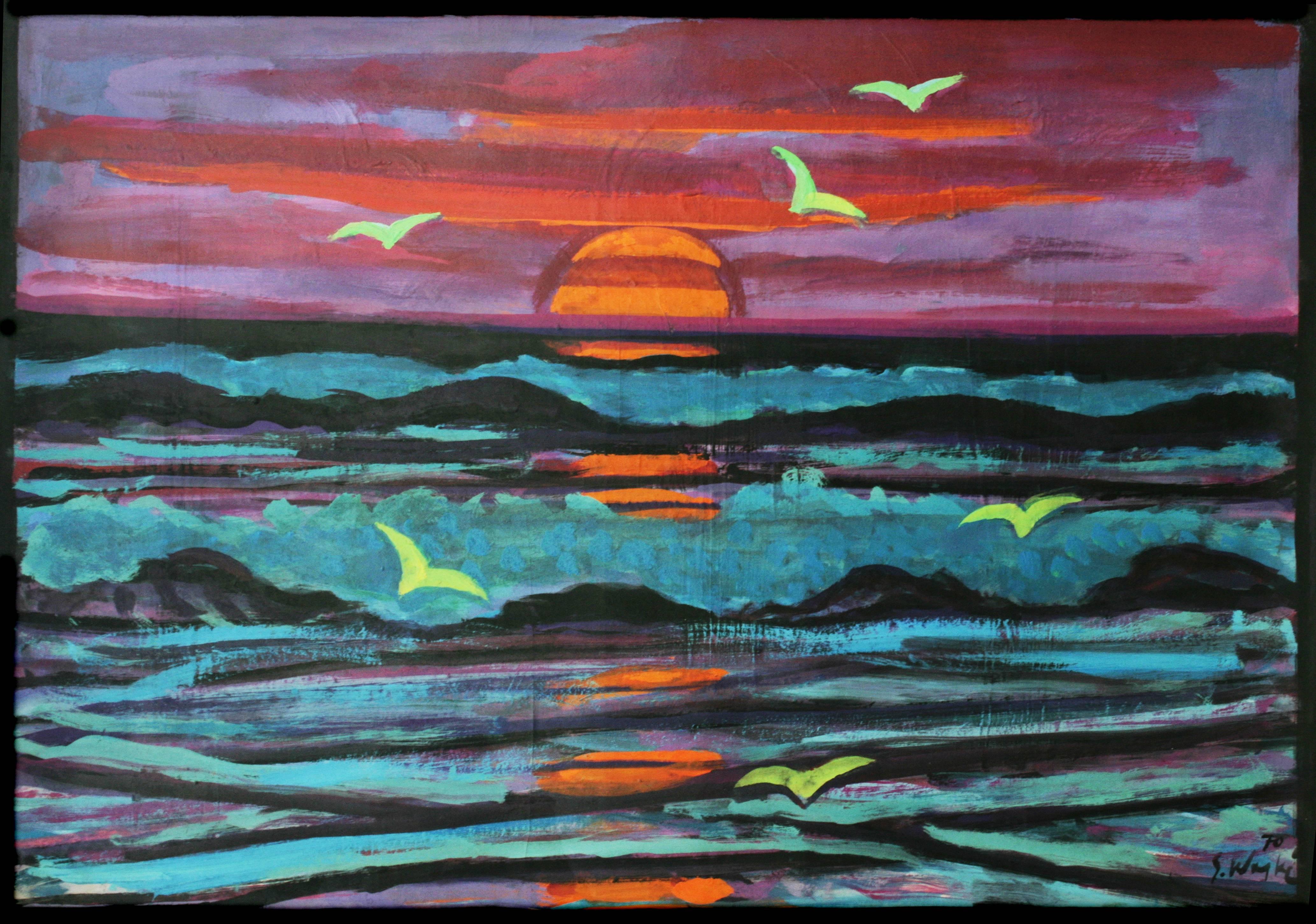 Erich Waske Landscape Painting - Sonnenuntergang (Sunset)
