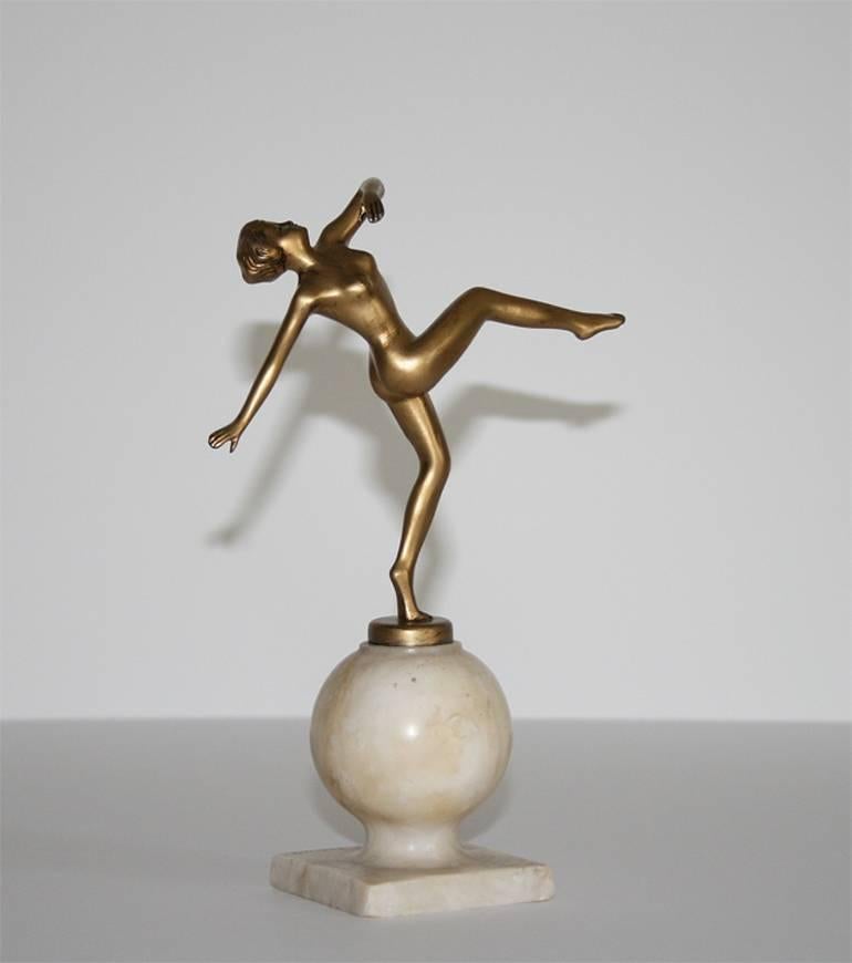 Josef Lorenzl Nude Sculpture - Tänzerin mit erhobenem Bein (Dancer with raised leg)