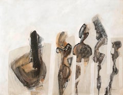 Serie (Series) - Acrylic/Panel, Abstract Figuration, Earthy Tones, Austrian