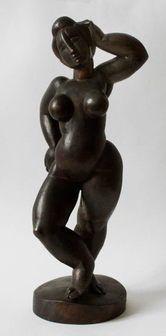 Standing Female Nude - Bronze, Post-Modern, Archaic, Round Forms, 2001,