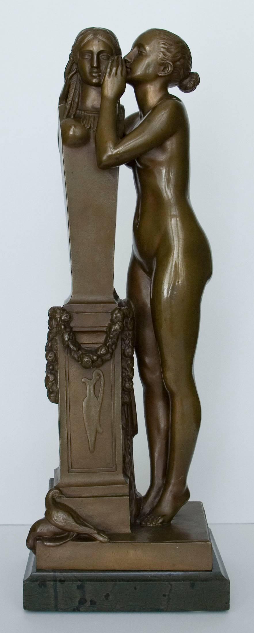 François Jouffroy Figurative Sculpture - Premier secret confié à Vénus (First secret entrusted to Venus) - Bronze