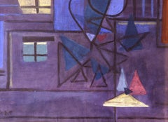 Daydream - Pastel, Bauhaus, Abstract Figuration, Blue/Purple, Drawing, 20th Cen.