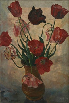 Tulpenstrauß (Tulips Bouquet) - Oil, Canvas, 20th Century, Naturalistic, Flowers