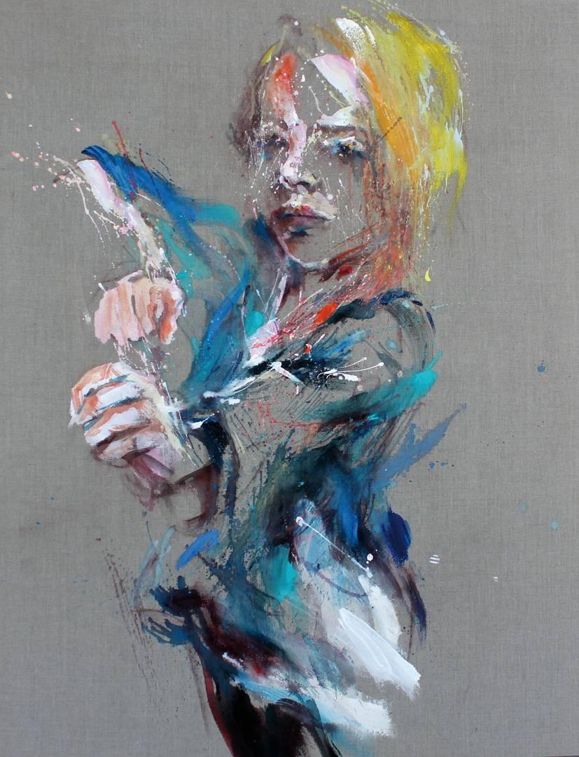 Lucia Riccelli Portrait Painting - Tobia's Will - Acrylic, Oil, Canvas, Contemporary, Figurative, Expressive