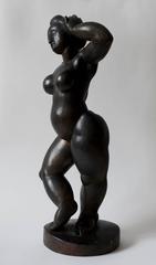 Standing Female Nude - Bronze, Post-Modern, Archaic, Round Forms, 2001,