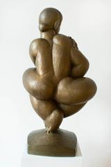 Crouching Female Nude - Bronze, Sculpture, Post-Modern, Round Forms, 2002