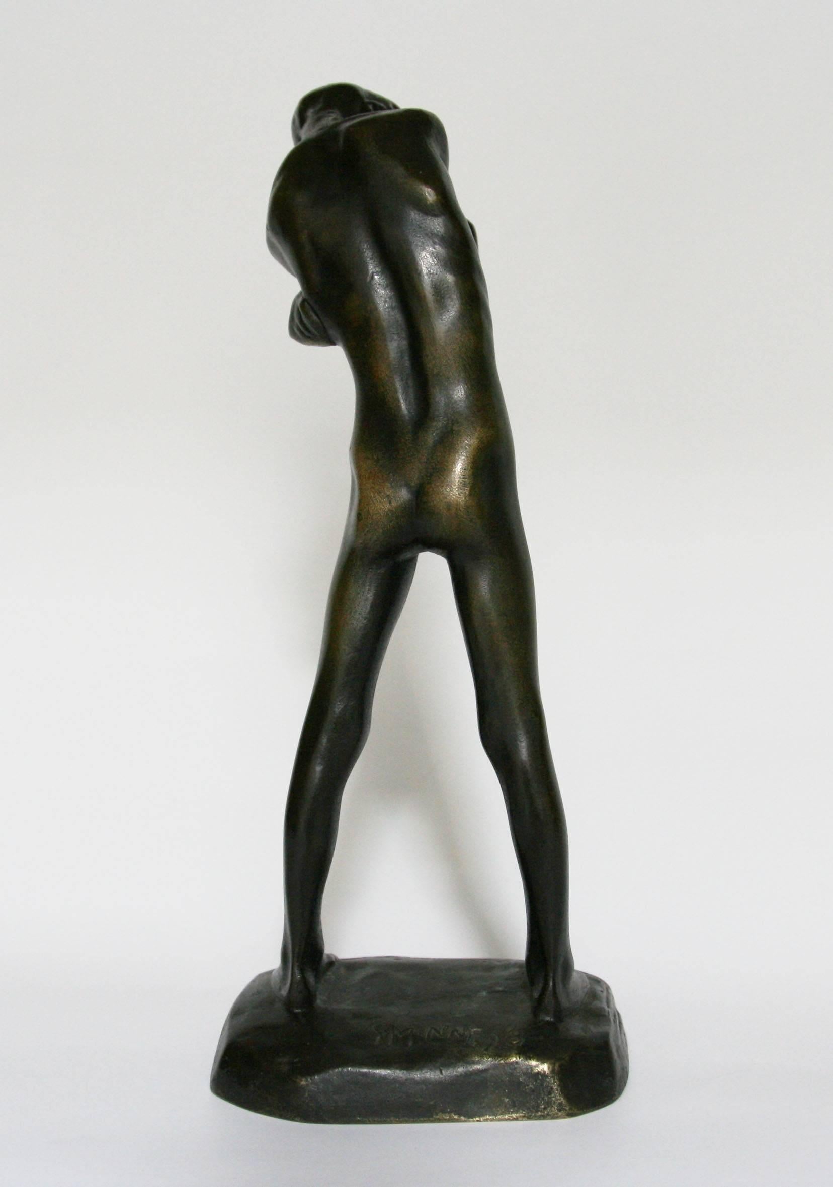 Le petit blessé (The hurt boy) - Bronze, Figurative, Modern, Male Nude, 1890's - Sculpture by George Minne