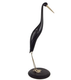 Crane - Brass, Wood, Black, Animal, Vienna, Mid 20th Century, Art Nouveau