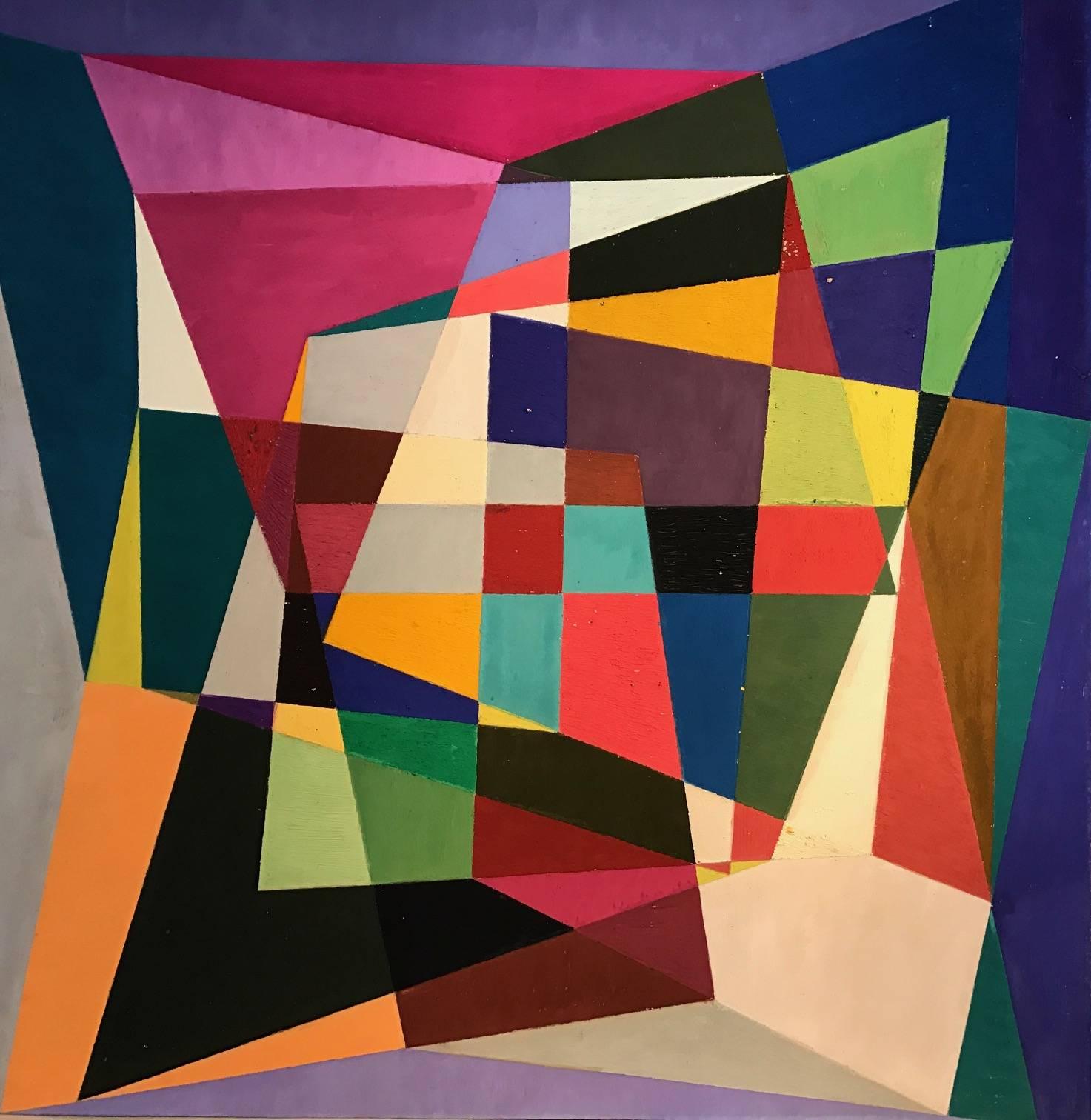 Douglas Herbert Courtenay Auburn Abstract Painting - Geometric Abstract Original Painting - British Artist