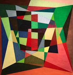 Atemberaubendes abstraktes geometrisches Original-Ölgemälde, britischer Künstler