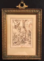 1700's Italian Baroque Old Master Drawing - Death of Lucretia - Sebastiano Ricci